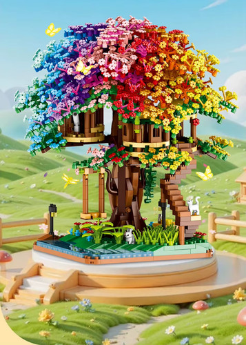 Rainbow color tree - color, house