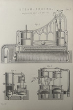 1877 Antique Steam Engine Print • Ericson’s Caloric • Victorian Engraving