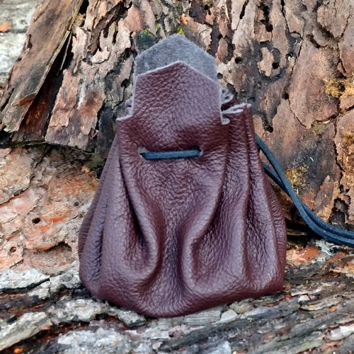 Medieval leather bag made - , of