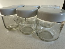 6x Glass Jars 200ml Yogurt Maker Jars With Plastic  Lids New