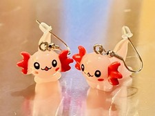 CUTE QUIRKY FUNKY AXOLOTL EARRINGS UNUSUAL SILVER PLATED JEWELLERY XMAS GIFT