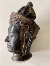 Antique Cast Iron Buddha Head With Gold Guilding, 21 cm high