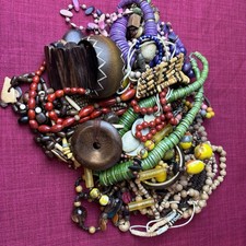 Wooden Jewellery 1.4kg Job Lot Necklaces Bracelets Some Seed Necklaces K05