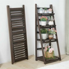 UK Foldable Ladder Shelf Display Bookcase Storage Bookshelf Plant Stand Pot Rack