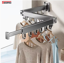 Wall-Mounted Sturdy 3-Fold Laundry clothes Hanger Expandable  180° Folding 