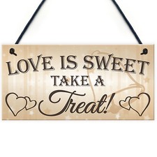 Love Is Sweet Take A Treat Hanging Wedding Cake Table Plaque Decoration Sign 