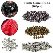 100pcs Cone Spike Rivets Punk Studs with Back Pins Leather Craft Handbags Jacket