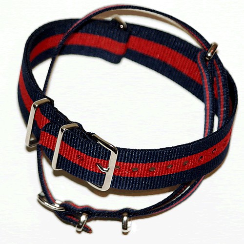 Blue red stripe nato watch - red,