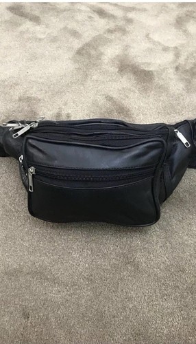 Large black zip real leather - large,