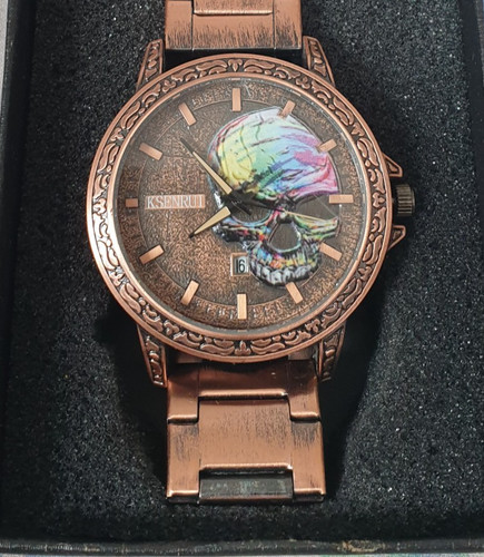 Mens quartz skull watch - quartz,