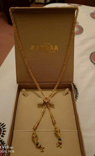 22k Solid, H-Marked, Y-gold with Mina Work 36" Long Gorgeous Necklace. 52.39gram