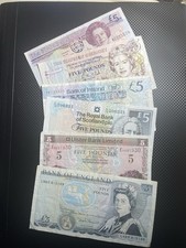 Old £5 Pfund Notes, Set of 6