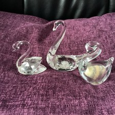 Vintage 3 Clear Glass Swans