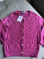 Brora Cashmere 3/4 Sleeve Cropped Cardigan Foxglove Size 8 BRAND NEW RRP £295