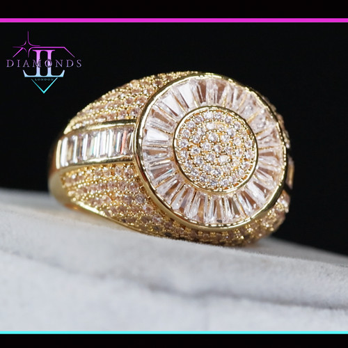 Mens gold iced out ring - mens, |
