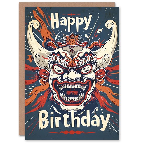 Birthday card indonesian mask - birthday,