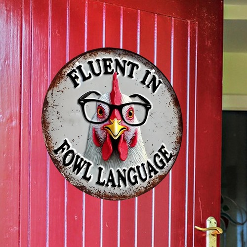 Round rooster door sign - sign, wooden