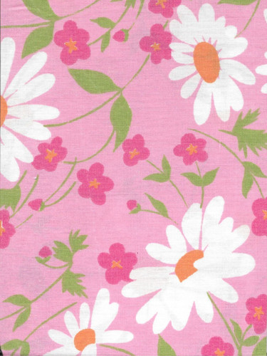 Vintage 1970s pink - white, daisy