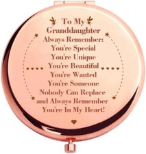 Engraved Compact Makeup Mirror -Inspirational Gift for Granddaughters, Folding