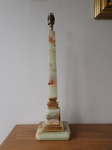 Vintage onyx column table - , lamp