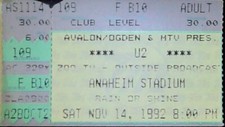 U2 Concert Ticket Stub Anaheim Stadium CA 11/14/1992 Zoo TV Tour Outdoor Show