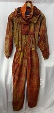 Retro One Piece Ski Suit Abstract Orange Mix Size M/12