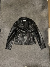 MNG black leather jacket size