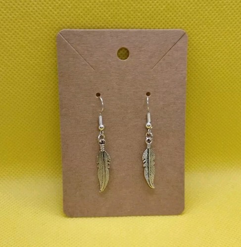 Feather silver earrings - silver, on