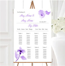 Beautiful Cadbury Purple Watercolour Flowers Wedding Seating Table Plan