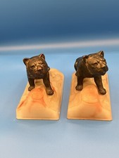 Vintage Bronze Tiger Book Ends