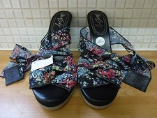 Miss Sixty Floral Lace Tie Up Wedge Platform Sandal Shoes 7/41 BNWT Black/Multi