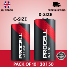 DURACELL PROCELL INTENSE C & D SIZE BATTERIES 1.5V 10/20/50 PACK (LR14 LR20)