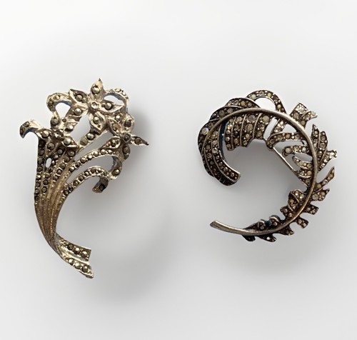 Two vintage silver - silver, floral