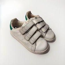 Adidas Stan Smith Kids Shoes White Green 3 Straps Size 10K  