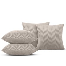 Pack of 4 Quilted Velvet Cushion Covers Throw Decorative 18"x18" Square Cushions