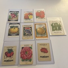 Lot of (10) Vintage Seed Packet Labels original 1920-1960s lithographs Free S/H