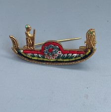 Vintage Italian Micro Mosaic Gondola Boat Brooch