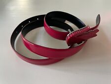 LACOSTE WOMAN'S BELT FUCHSIA/BLACK REVERSIBLE LEATHER CROCODILE BUCKLE 90/36RARE