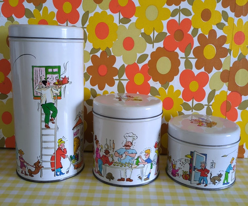 Vintage storage tins kitchen - vintage,