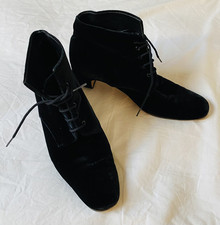 Vintage Size 39 Emma Hope Nicole Farhi Victorian Style Black Velvet Short Boots