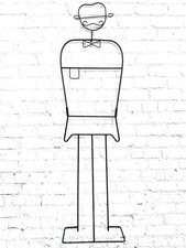 Vintage 1980s Valet Stand mannequin Metal Man Moustache Bowler Hat Display