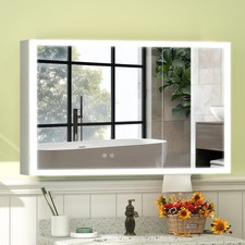 Bathroom Mirror Cabinet Wall Mounted Medicine Cabinet with Demister 2 Doors