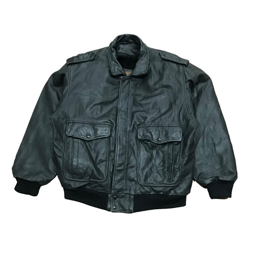 Leather flight jacket - leather,