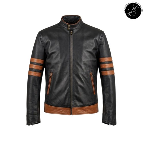 Men black leather moto - men's,