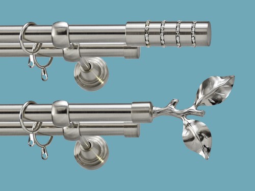 Metal double curtain pole - curtain, rod