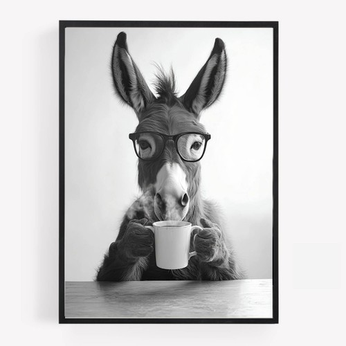 Funny kitchen donkey - , drinking