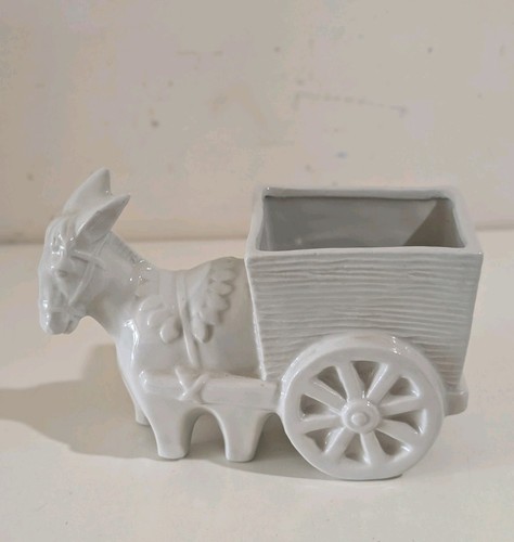 White ceramic donkey - white, with