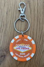 Vintage Las Vegas Orange $500 Lucky Chip Keyring Welcome To Fabulous