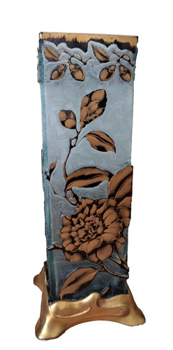 Art nouveau frosted glass vase - frosted,