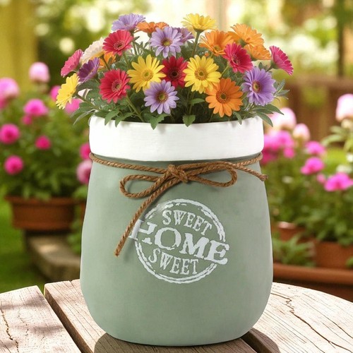 Green ceramic planter pot - green,
